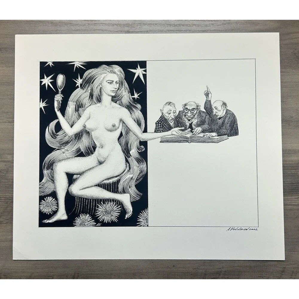 Original Alexander Valdman 2002 Signed Pen & Ink Drawing 13 X 11